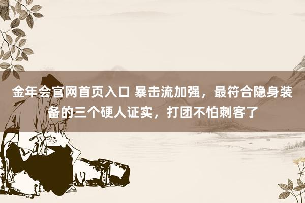 金年会官网首页入口 暴击流加强，最符合隐身装备的三个硬人证实，打团不怕刺客了