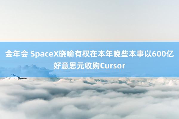 金年会 SpaceX晓喻有权在本年晚些本事以600亿好意思元收购Cursor
