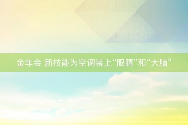 金年会 新技能为空调装上“眼睛”和“大脑”